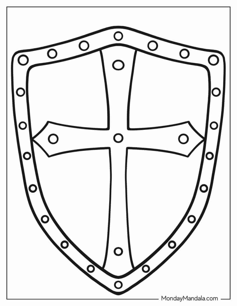 Outline Of Crusader Knight_s Shield coloring page