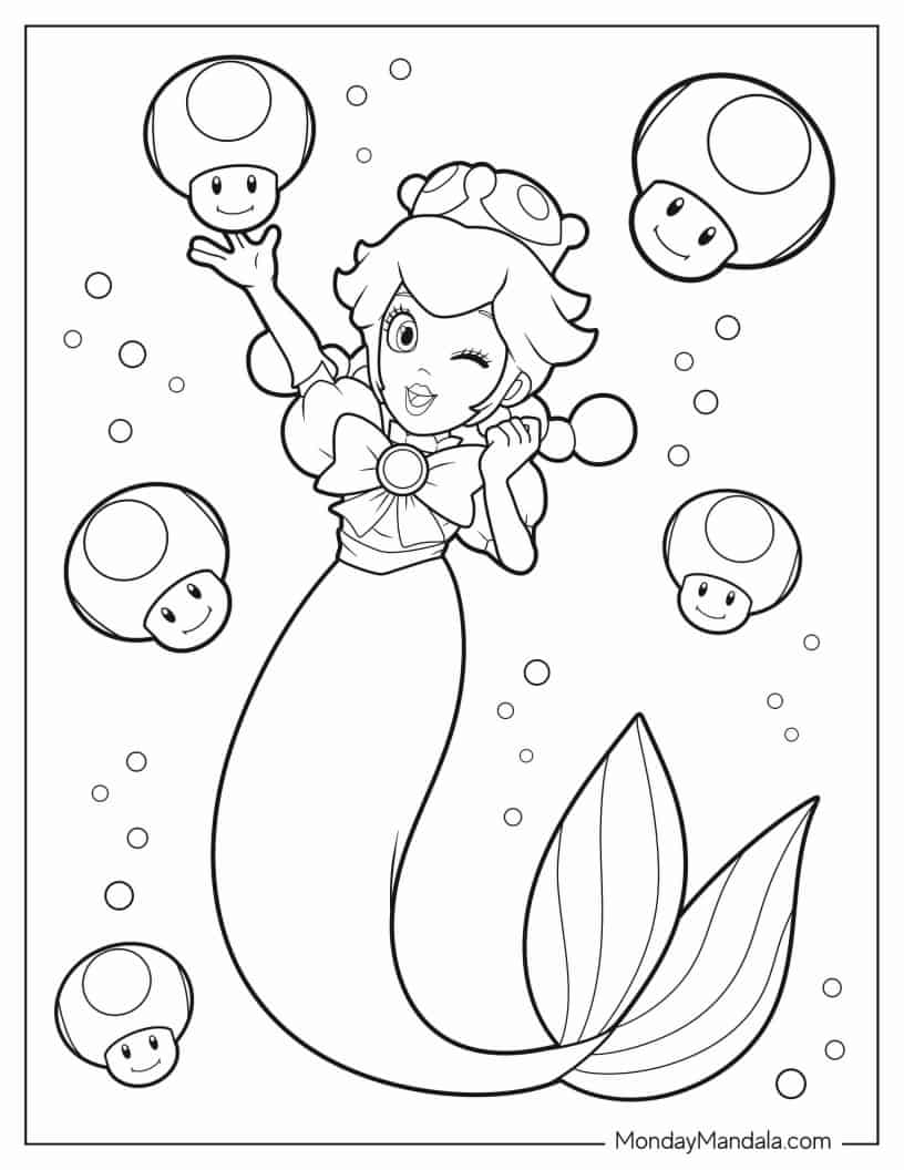 Coloring Page Of Mermaid Princess Peach coloring page