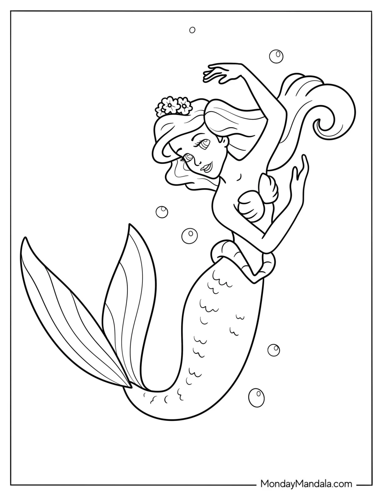Easy The Little Mermaid Coloring Page of Ariel Dancing coloring page