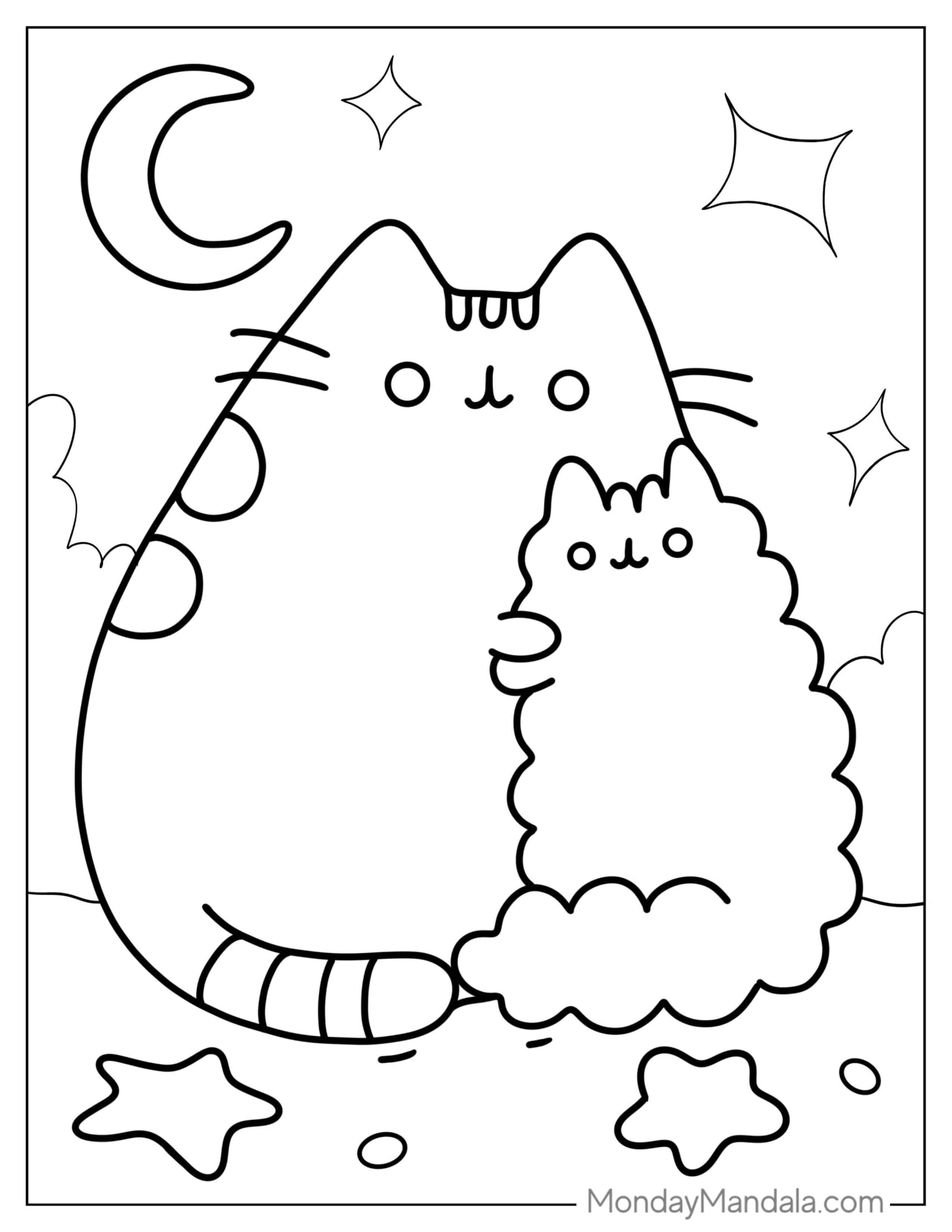 Easy Coloring Page Of Pusheen And Stormy coloring page