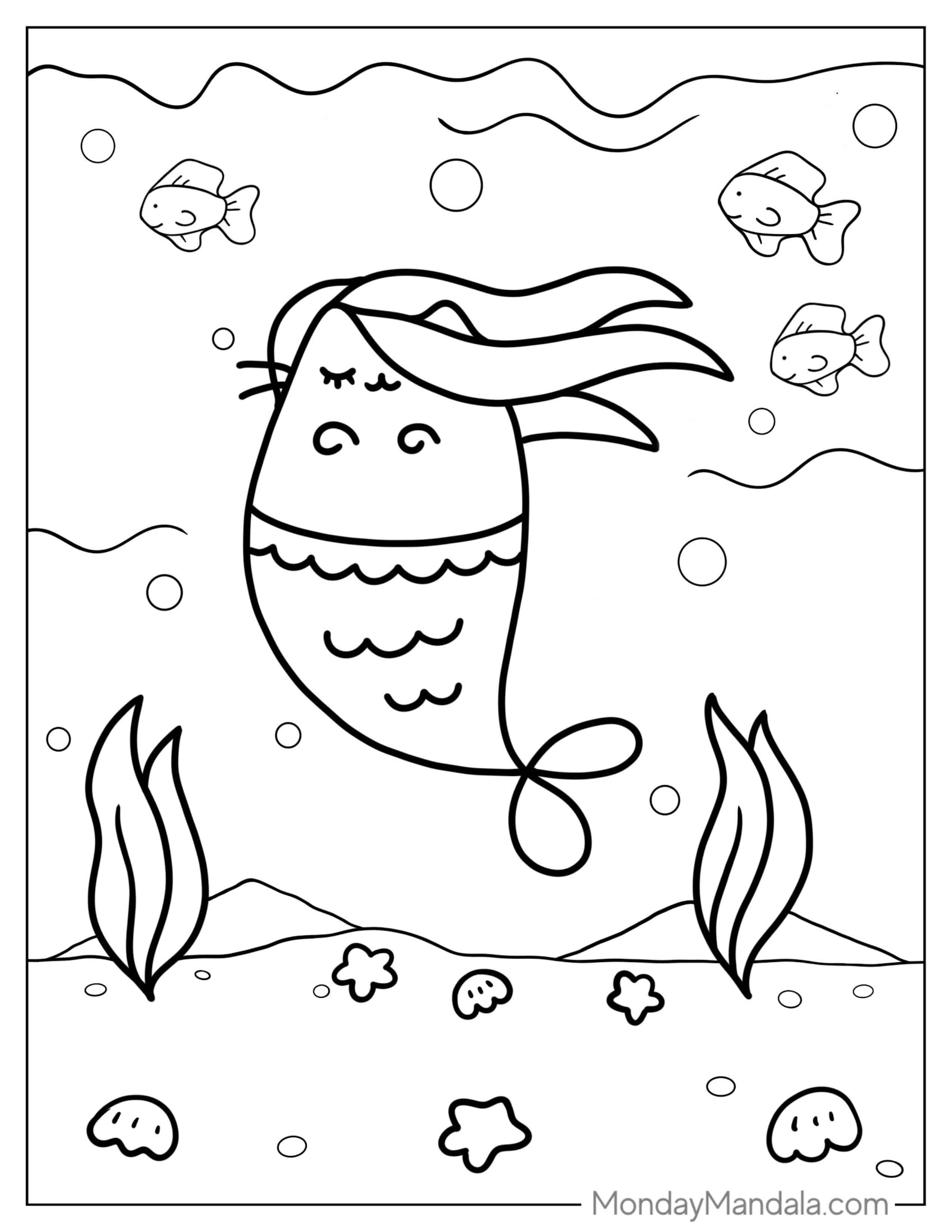 Mermaid Pusheen Coloring Page coloring page
