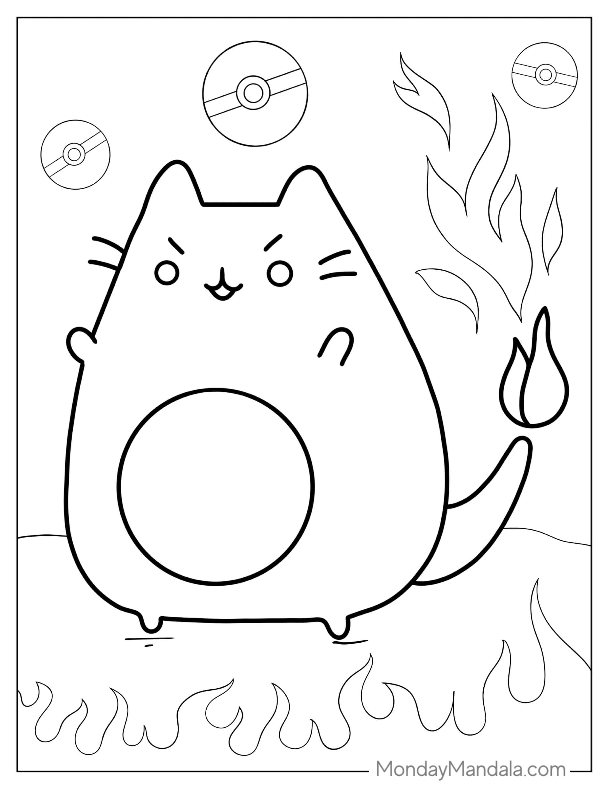 Pusheen Charizard Pokemon Coloring Sheet coloring page