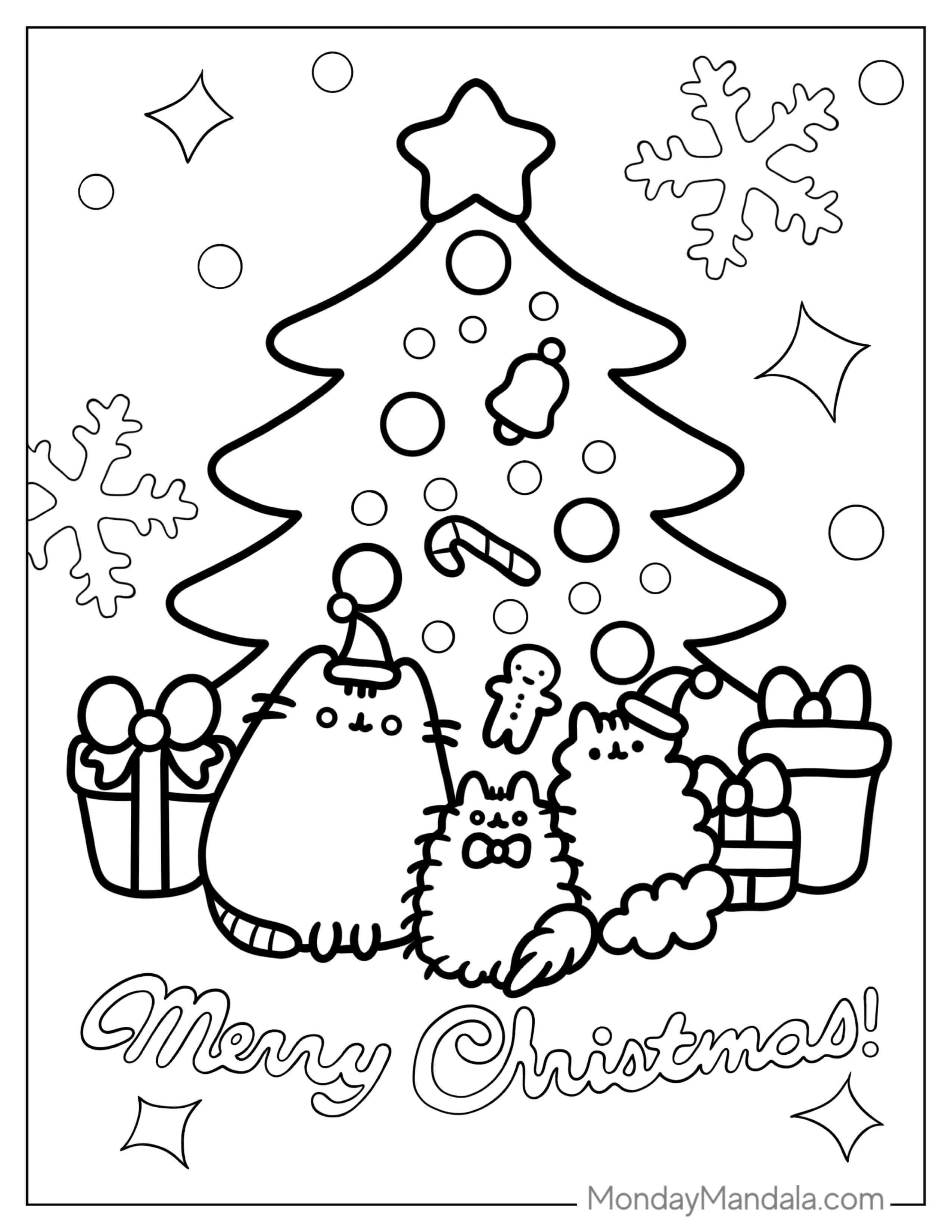 Pusheen Merry Christmas Coloring Page coloring page