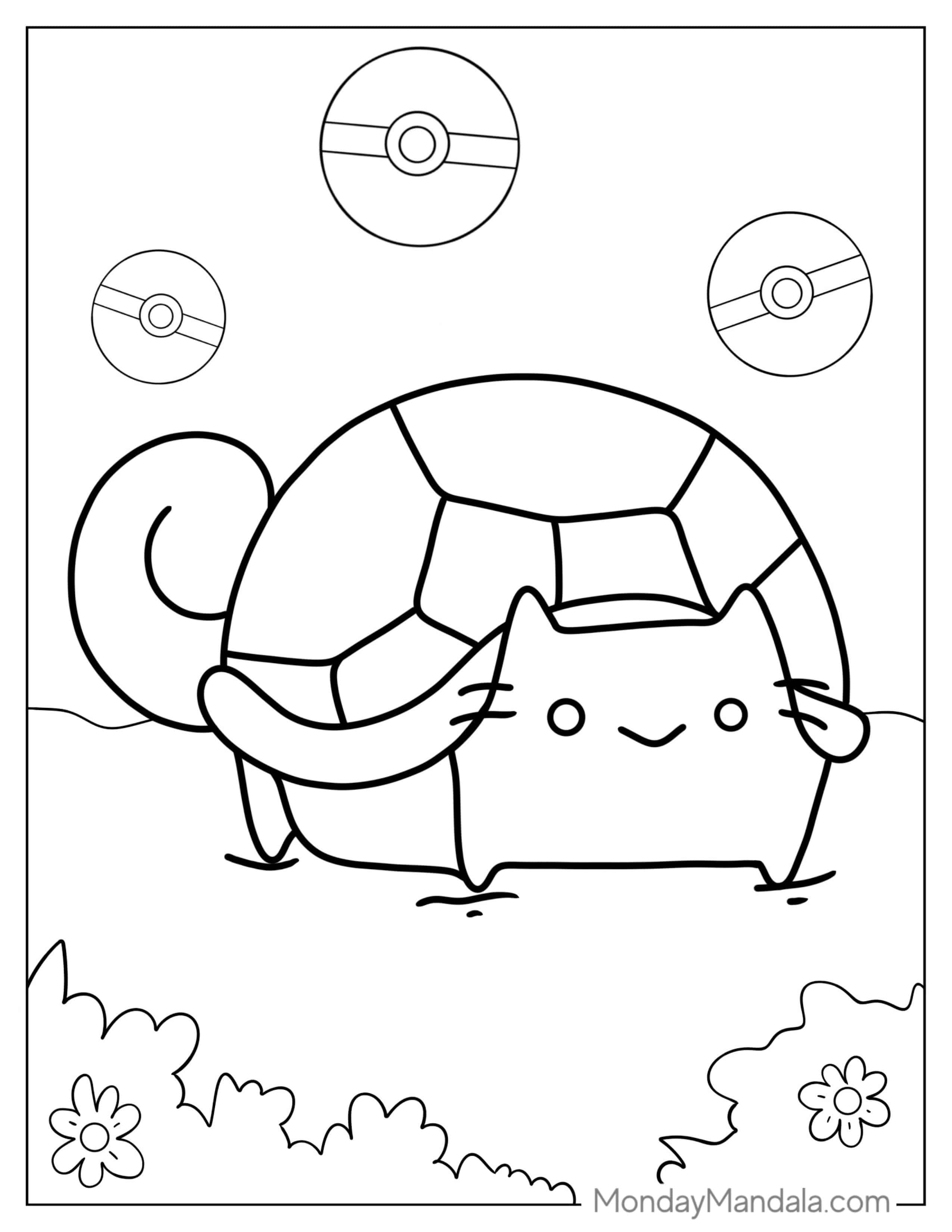 Pusheen Squirtle Pokemon To Color coloring page
