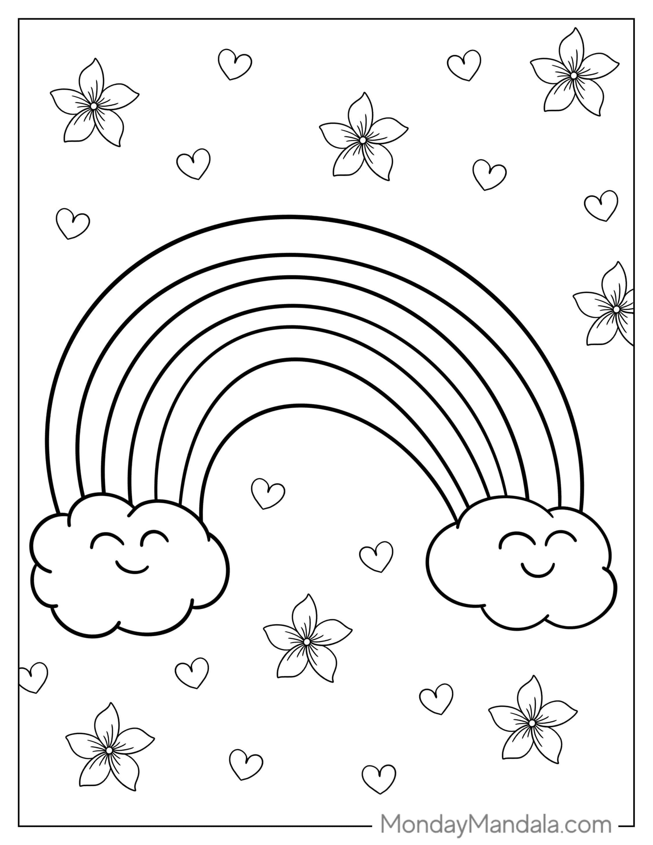 Beautiful Rainbow Coloring Sheet For Kids coloring page