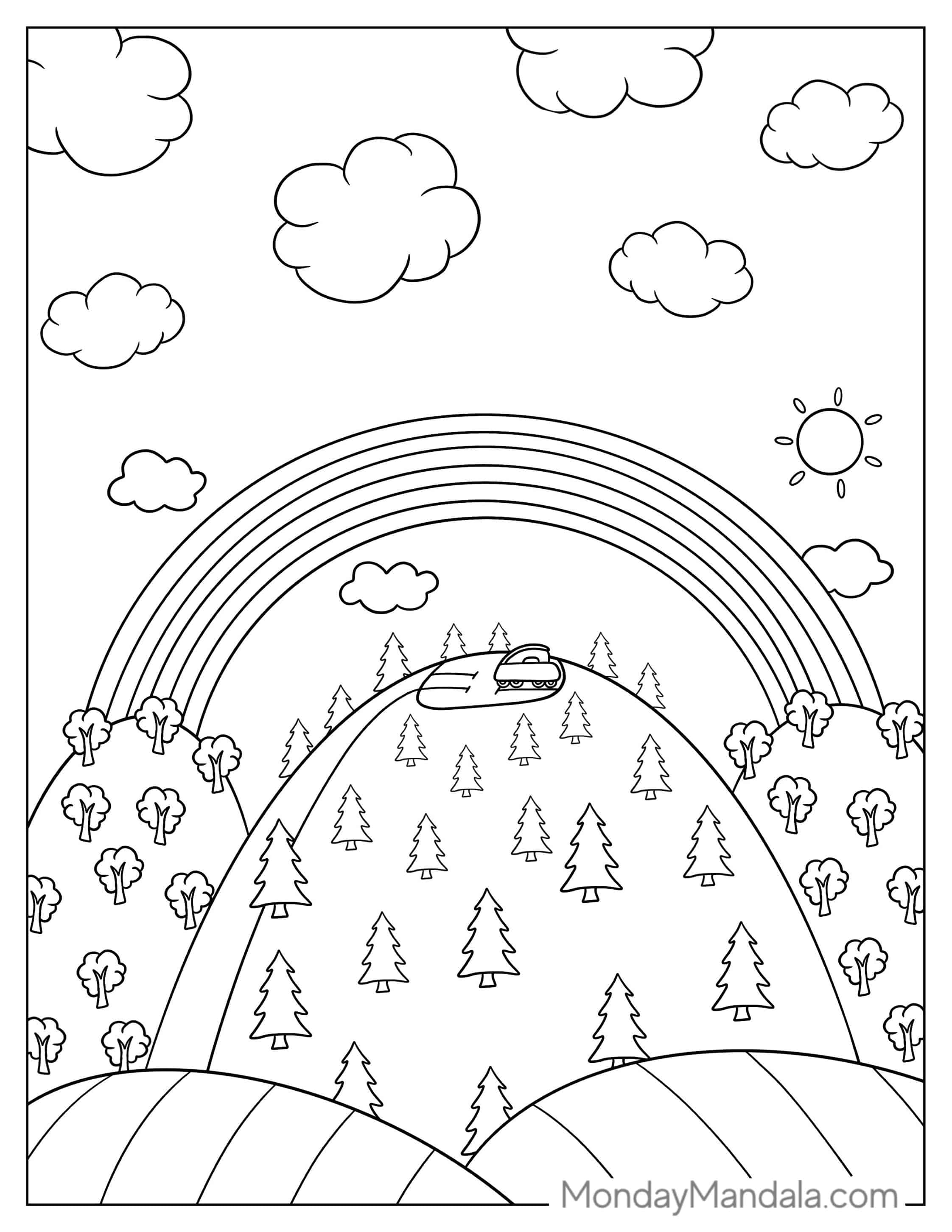 Coloring Page Of Peppa Pig Themed Rainbow coloring page