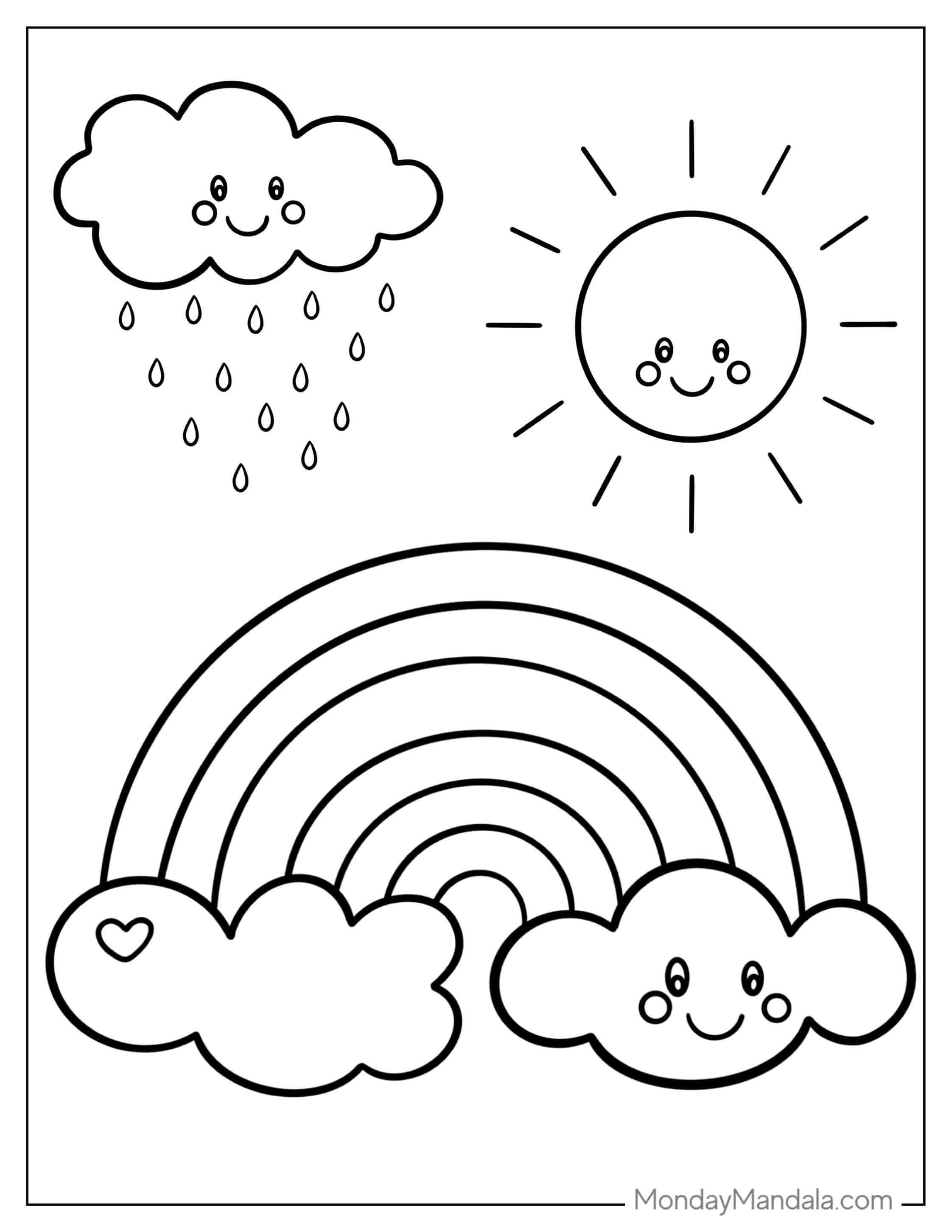 Coloring Page Of Rainbow For Toddlers coloring page