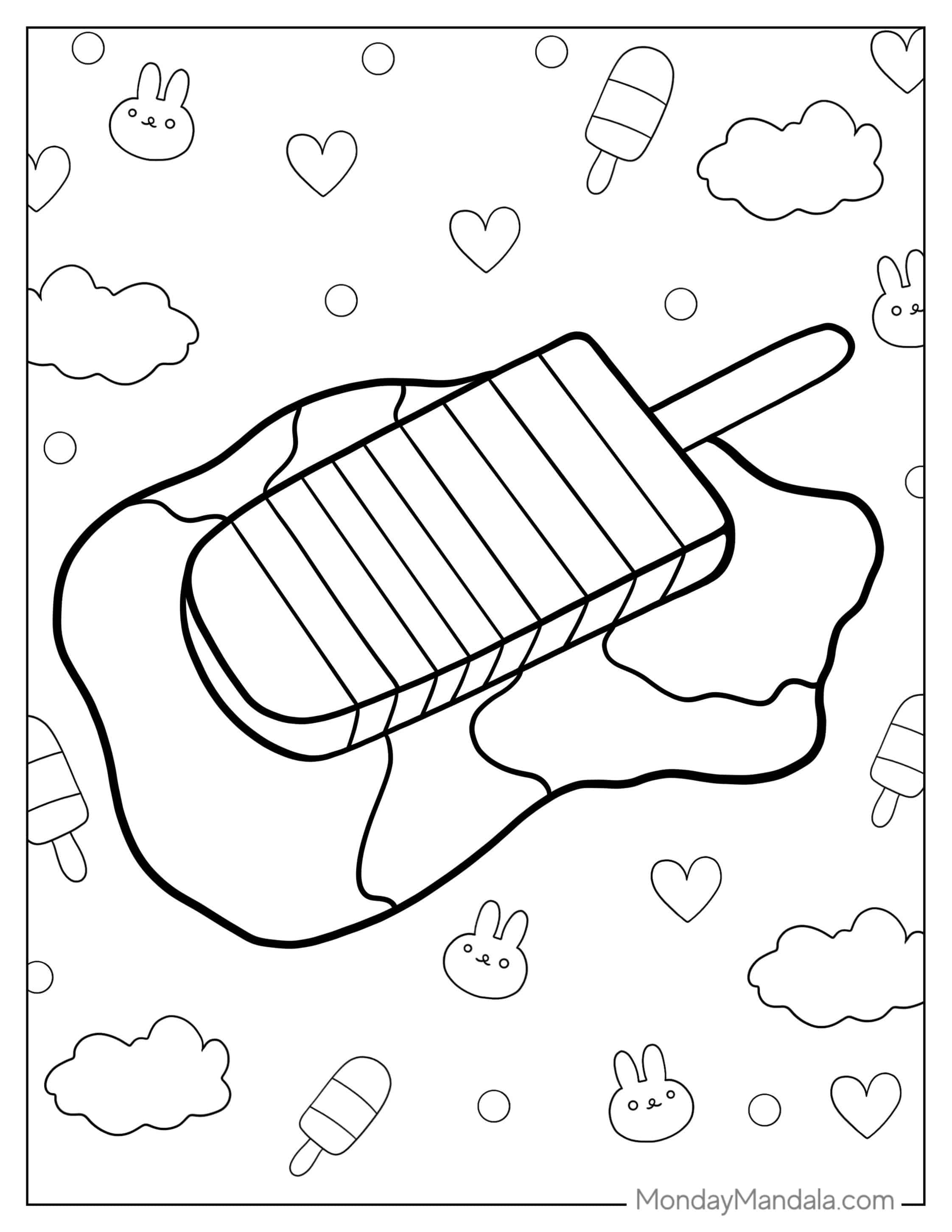Melted Rainbow Ice Cream To Color coloring page — printable line art