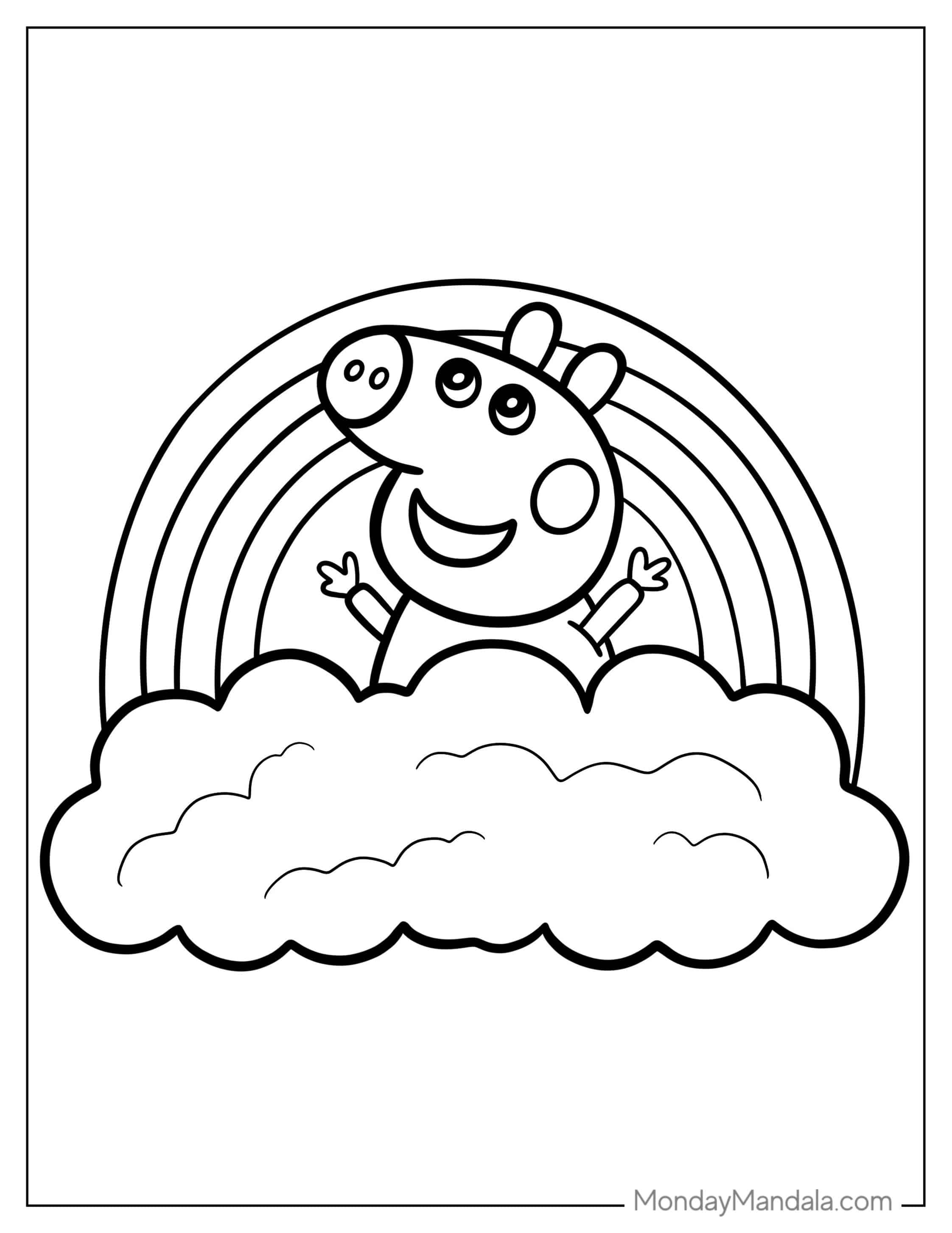 Peppa Pig Rainbow Coloring Sheet coloring page