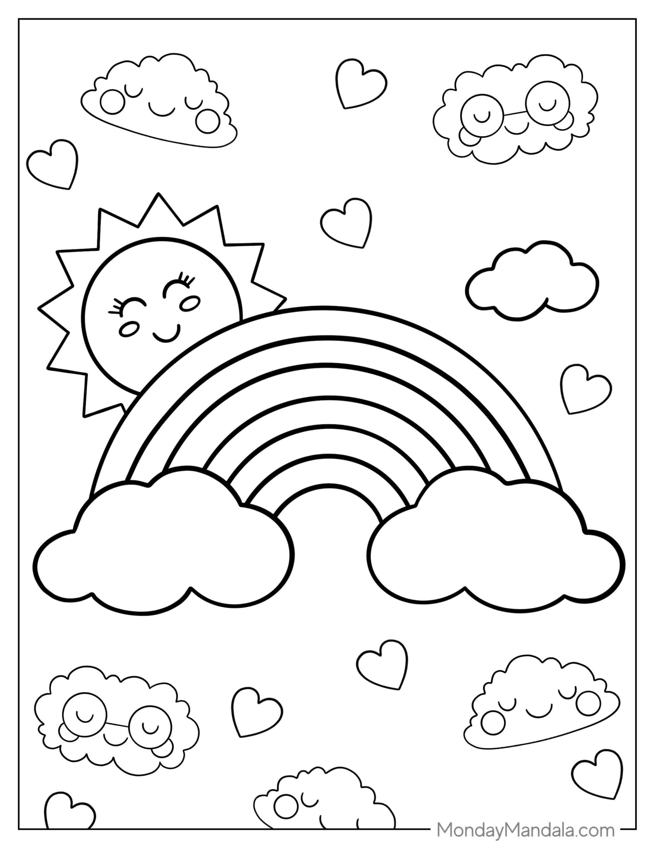 Radiant Rainbow To Color coloring page — printable line art