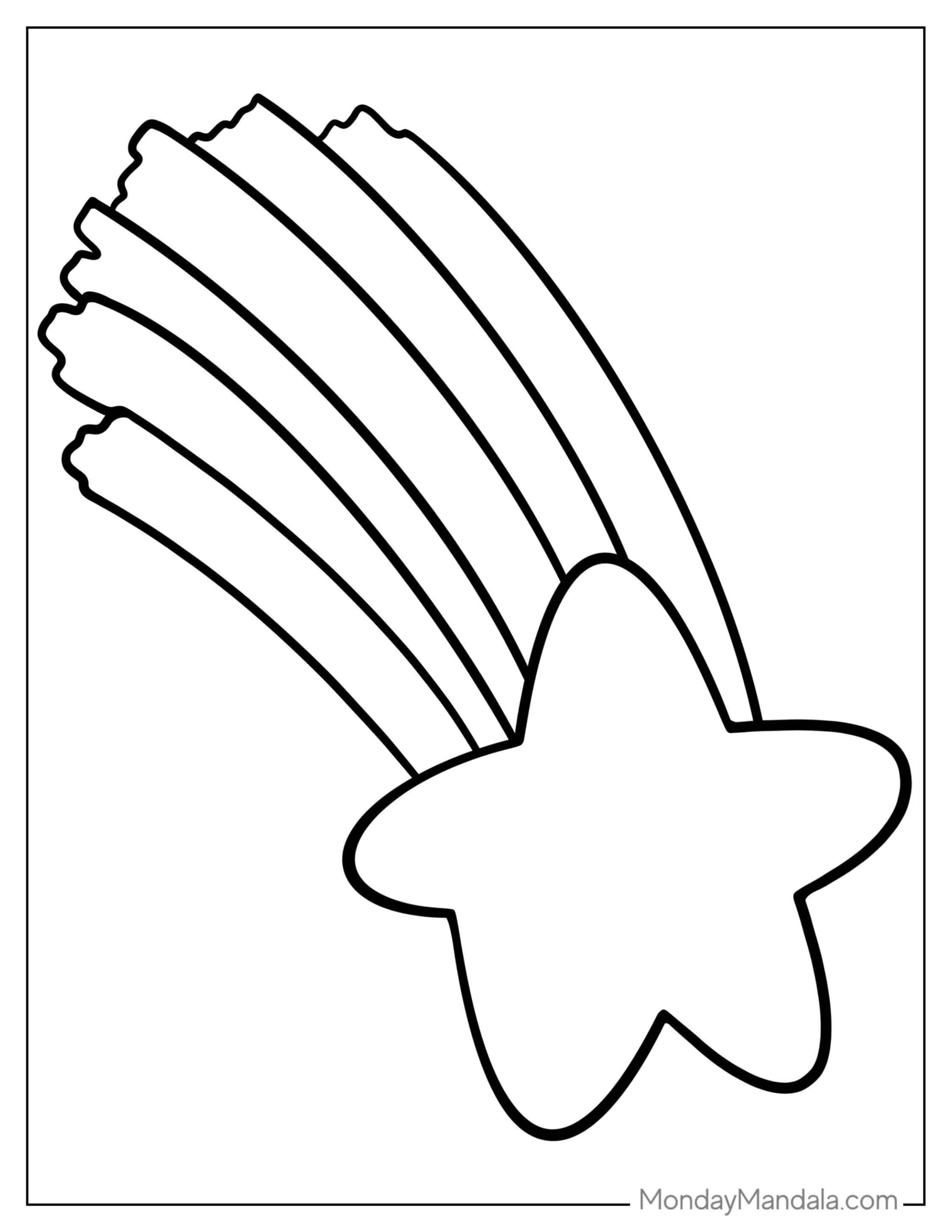 Rainbow Shooting Star Coloring Page coloring page — printable line art