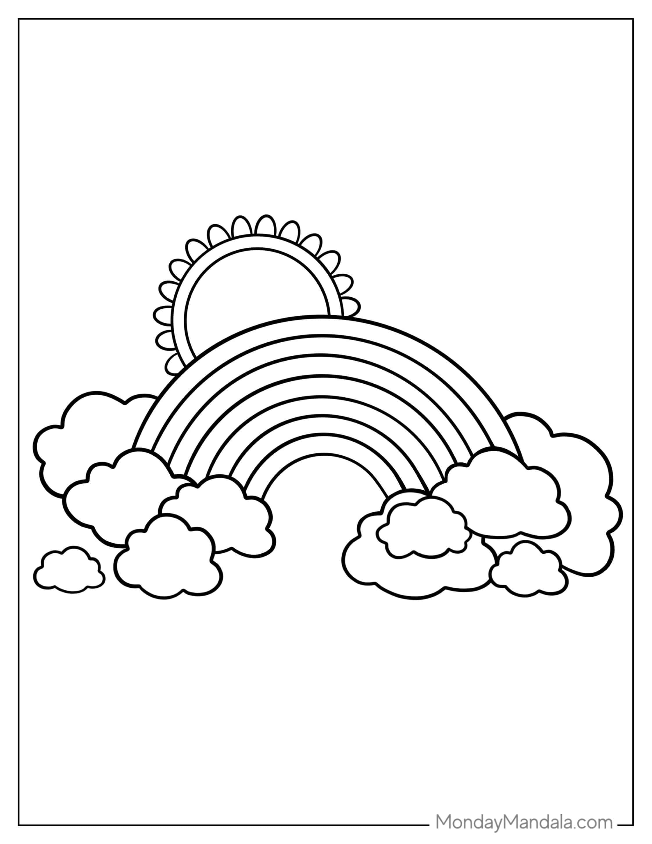 Simple Coloring Page Of a Magical Rainbow coloring page — printable line art