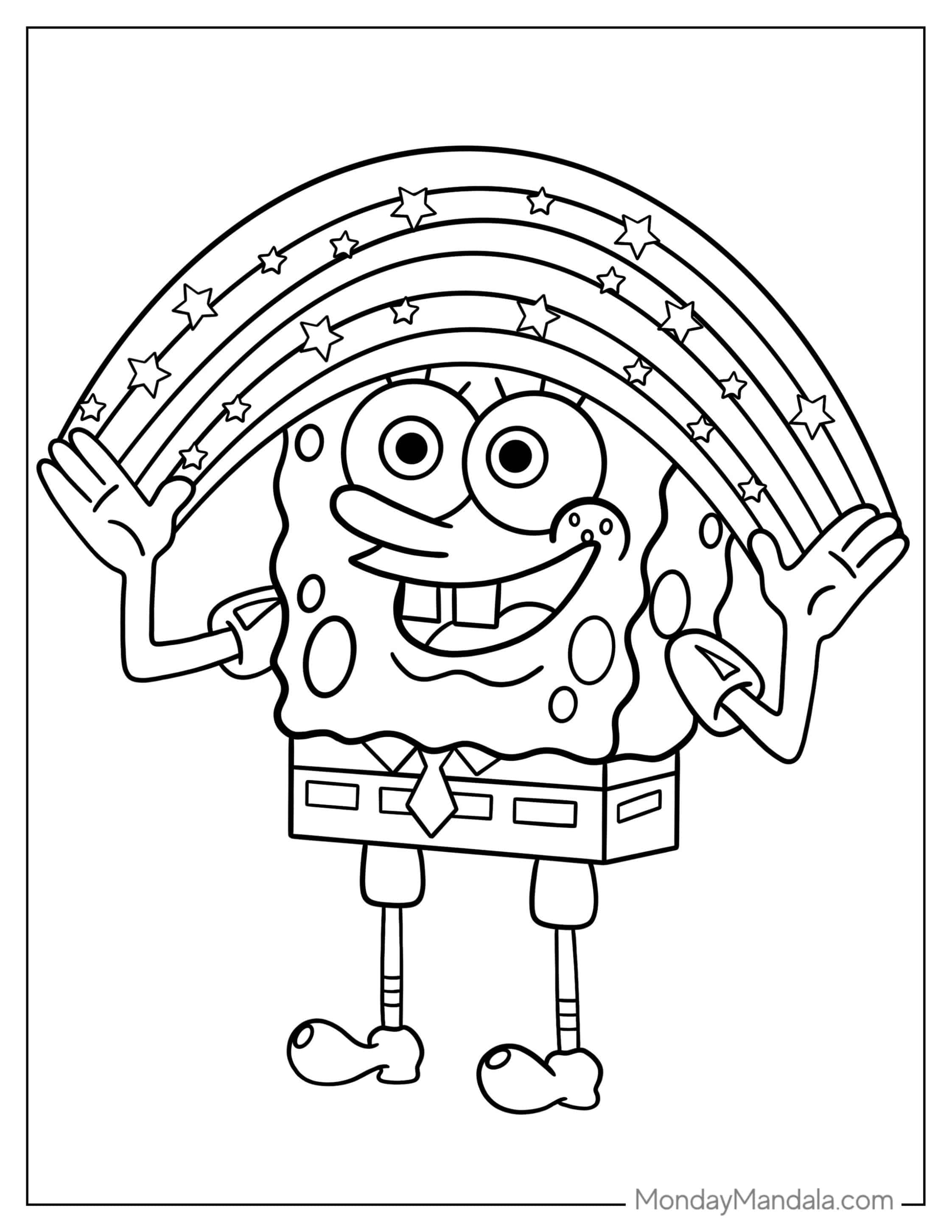 SpongeBob Squarepants Rainbow To Color coloring page — printable line art