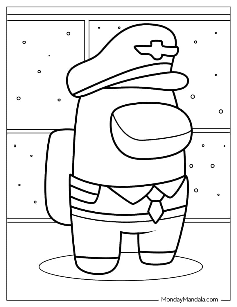 Among Us Captain Skin Coloring Page coloring page