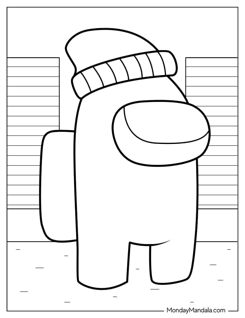 Among Us Crewmate With Beanie Coloring Sheet coloring page