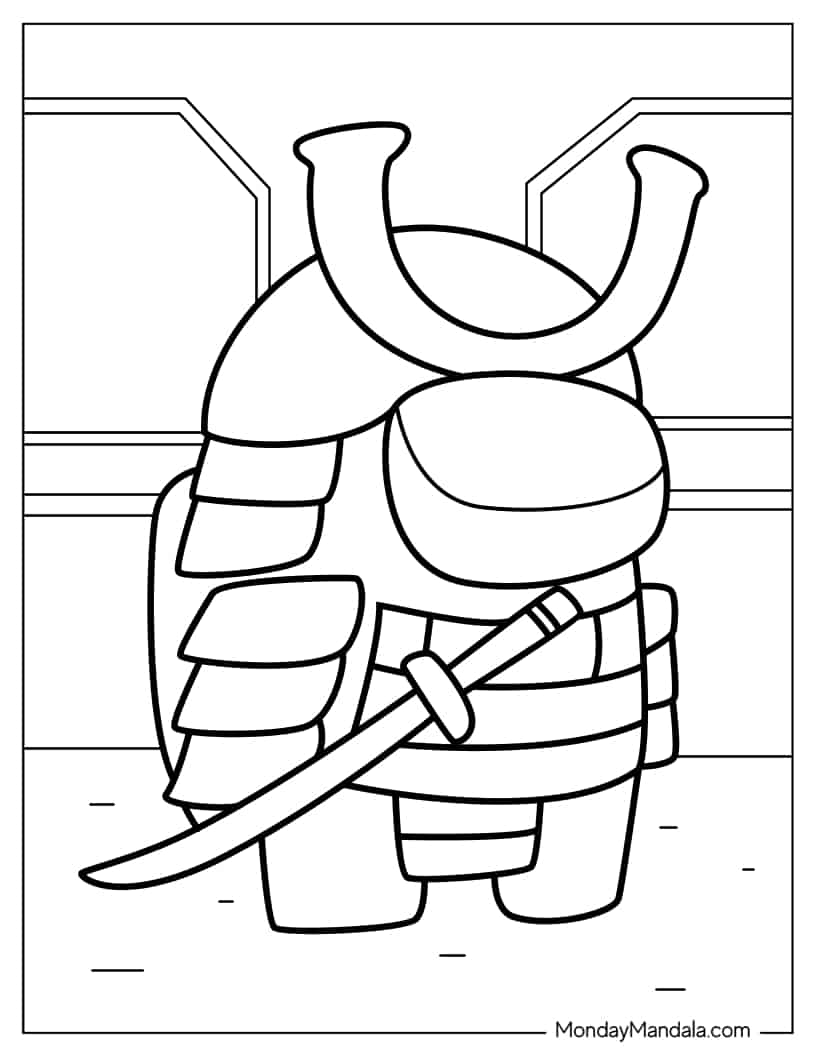 Among Us Samurai Skin coloring page