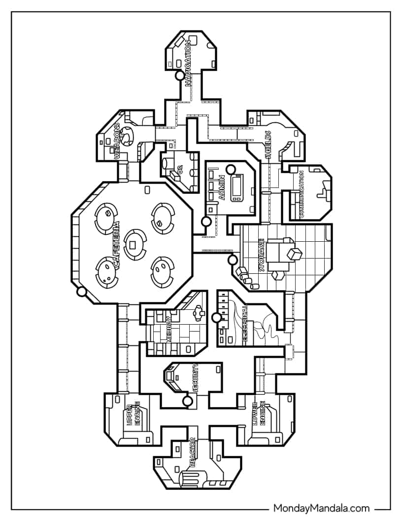 Among Us Spaceship Map coloring page