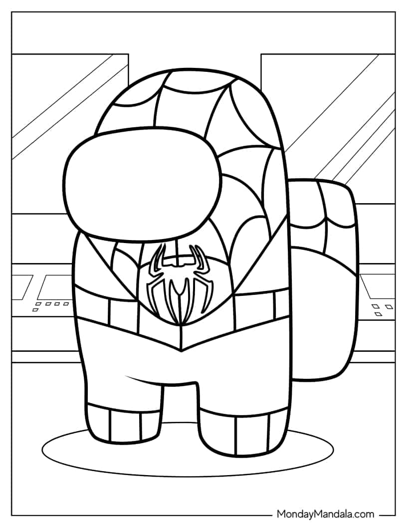 Among Us Spider-Man Skin coloring page