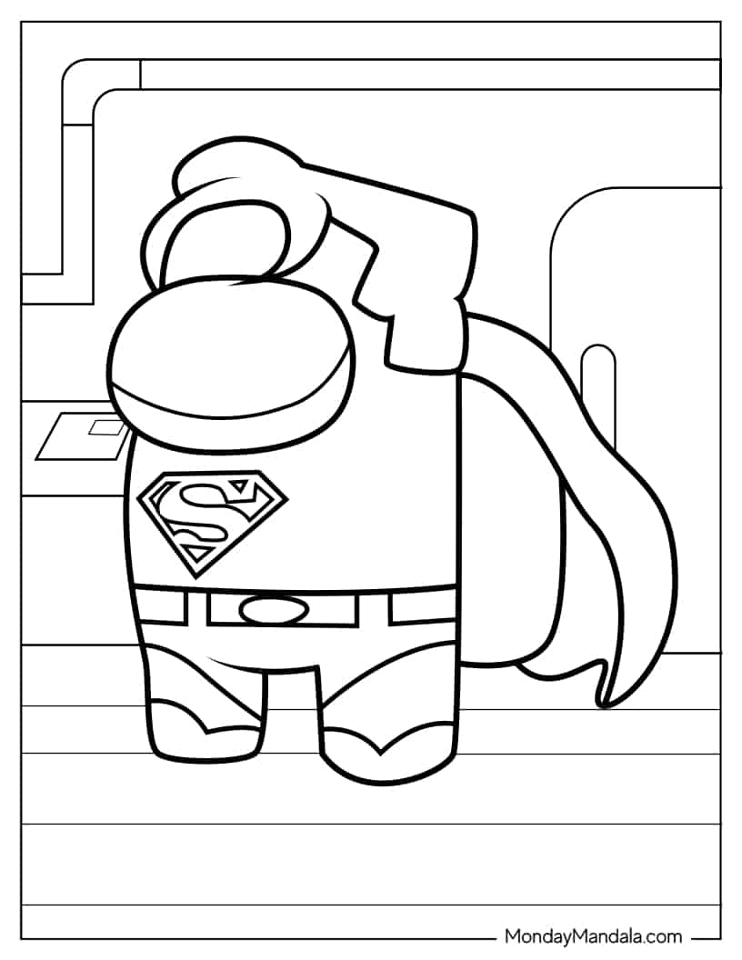 Among Us Superman Skin Coloring In coloring page