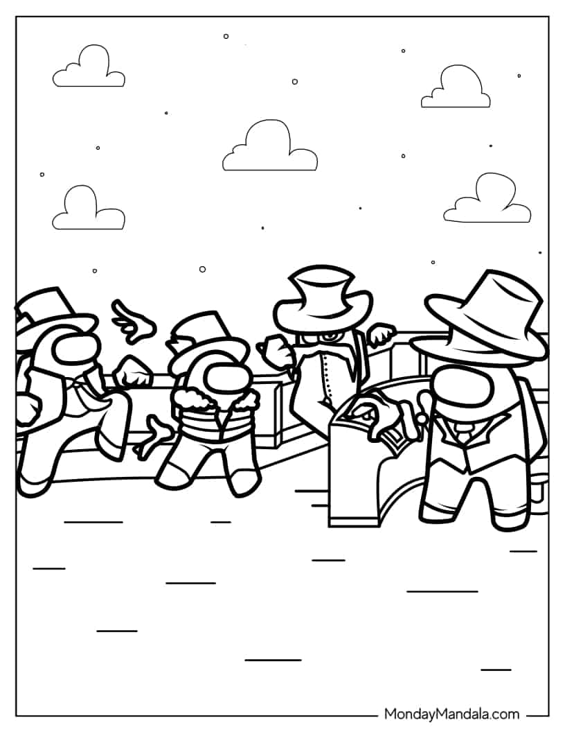 Among Us the Airship Coloring Sheet coloring page
