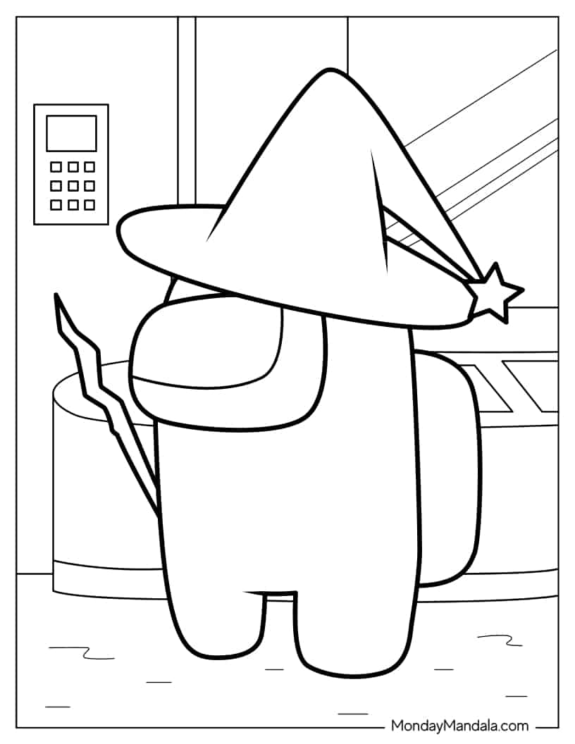 Among Us Wizard coloring page
