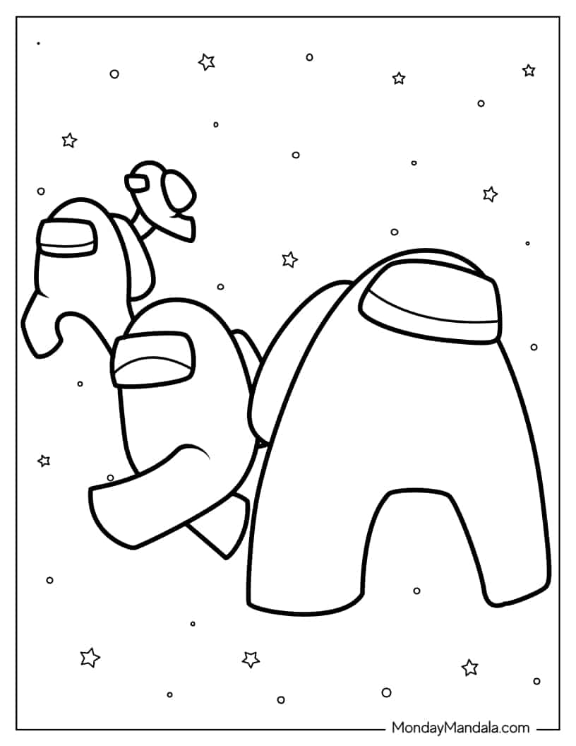 Coloring Page of Crewmates in Space coloring page