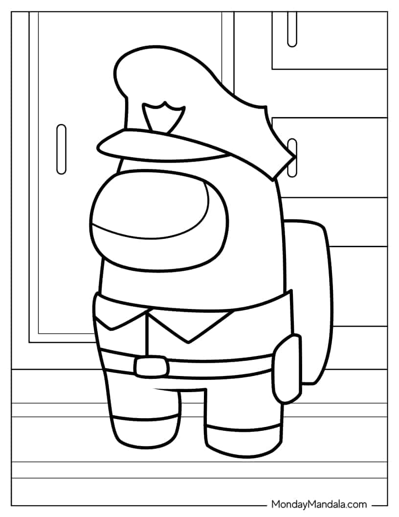 Cop Skin Among Us coloring page