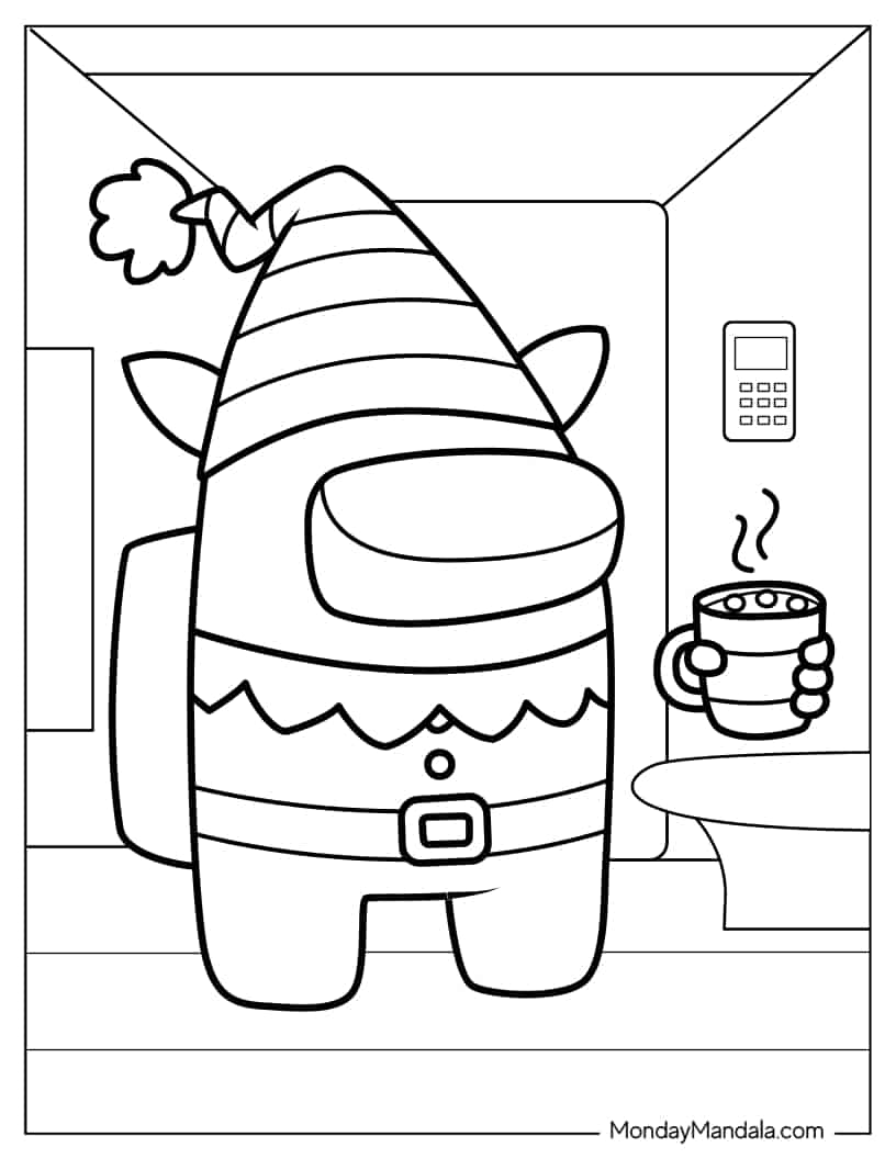 Crewmate in Christmas Elf Skin coloring page