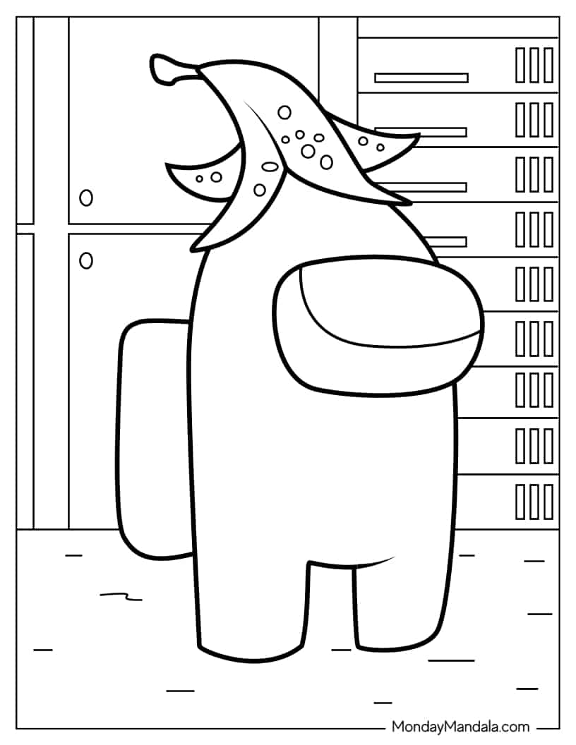 Crewmate With Banana Peel On Head coloring page