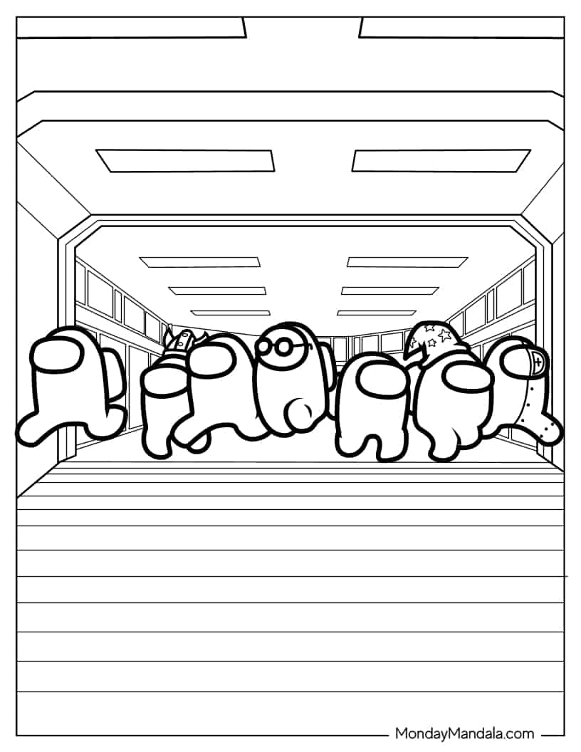 Crewmates Running Away coloring page