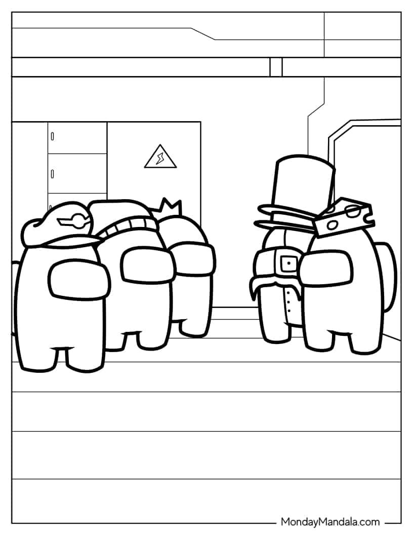 Crewmates Wearing Different Skins coloring page