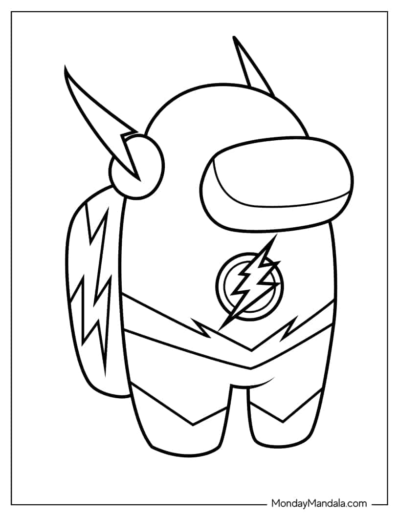 Easy Flash Among Us to Color for Kids coloring page