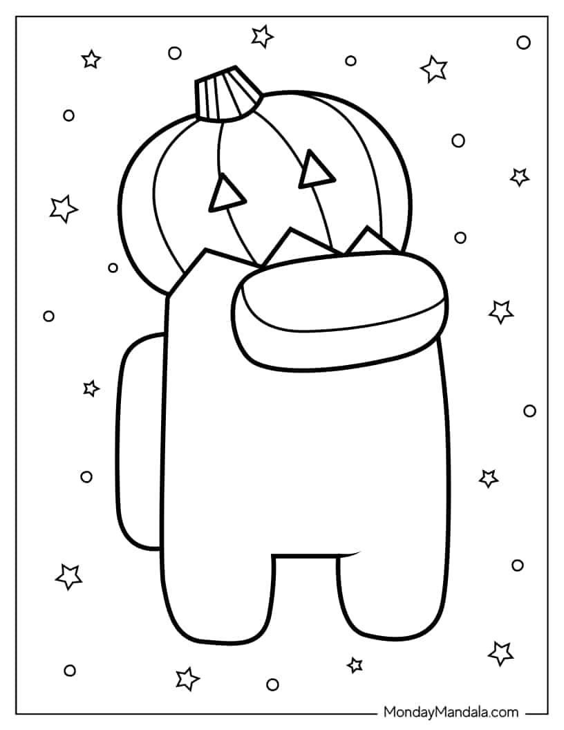 Kawaii Halloween Crewmate for Kids coloring page