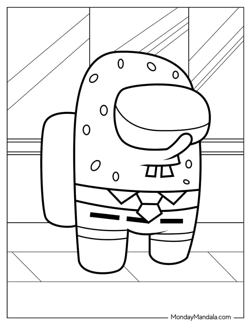 SpongeBob Among Us to Color coloring page