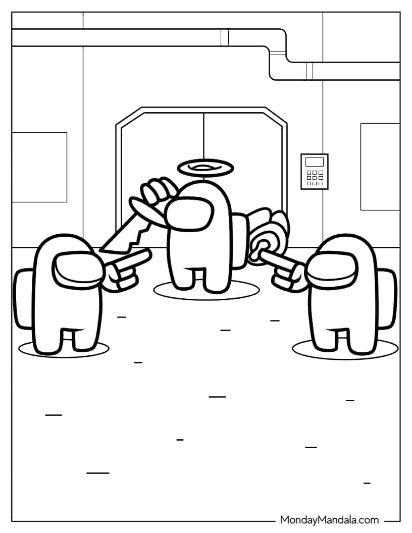 Two Crewmates Identifying Imposter coloring page