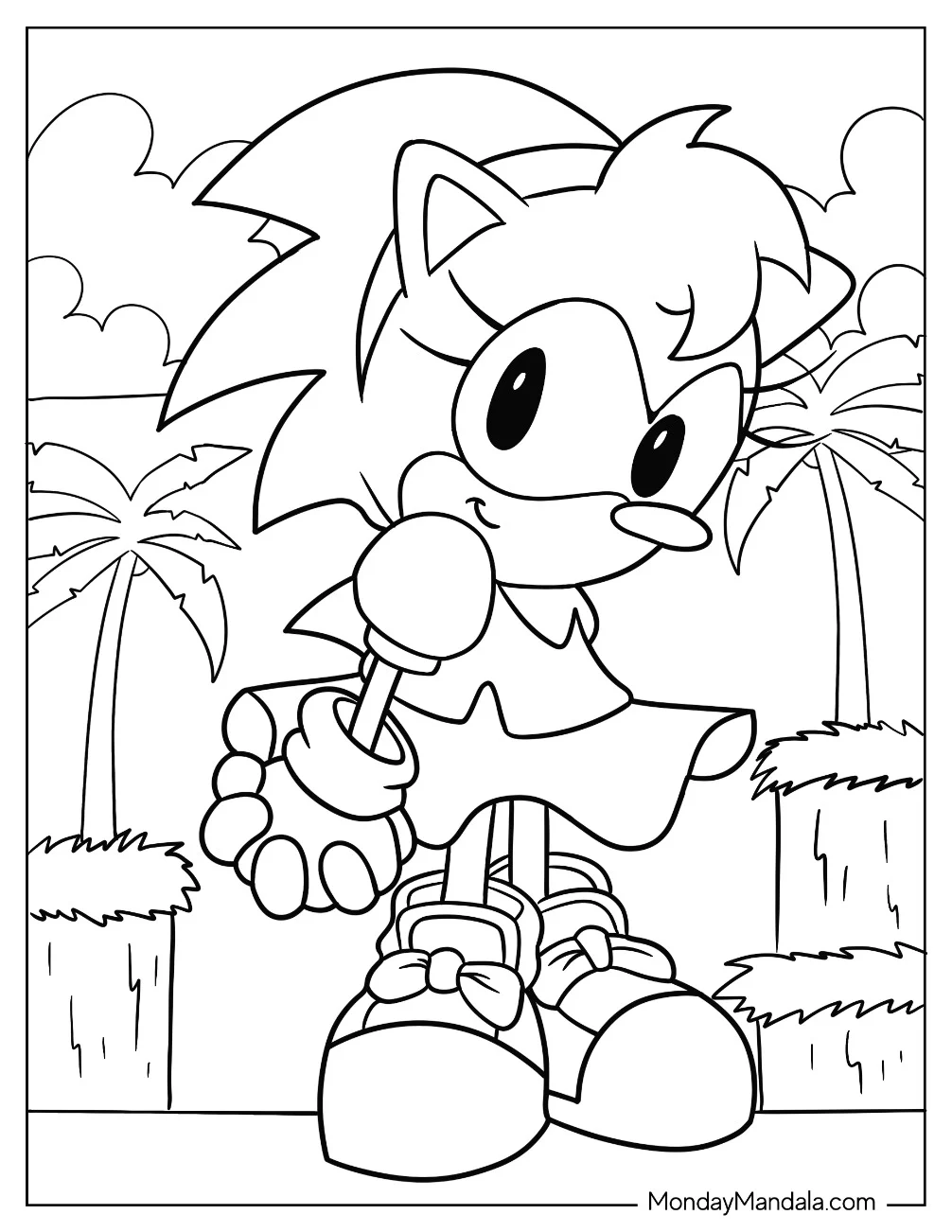 Baby Amy Rose Coloring Page In Dress For Preschoolers coloring page
