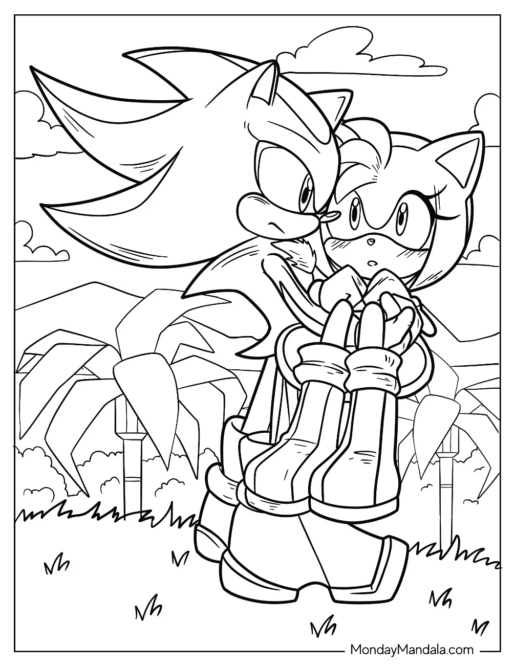 Shadow Carrying Amy Rose Coloring Page coloring page
