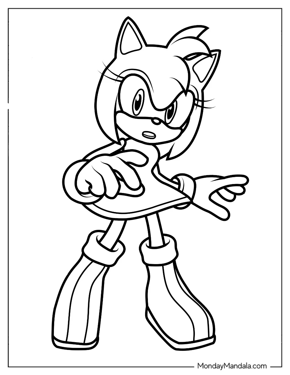 Startled Amy Rose Coloring Page For Preschoolers coloring page