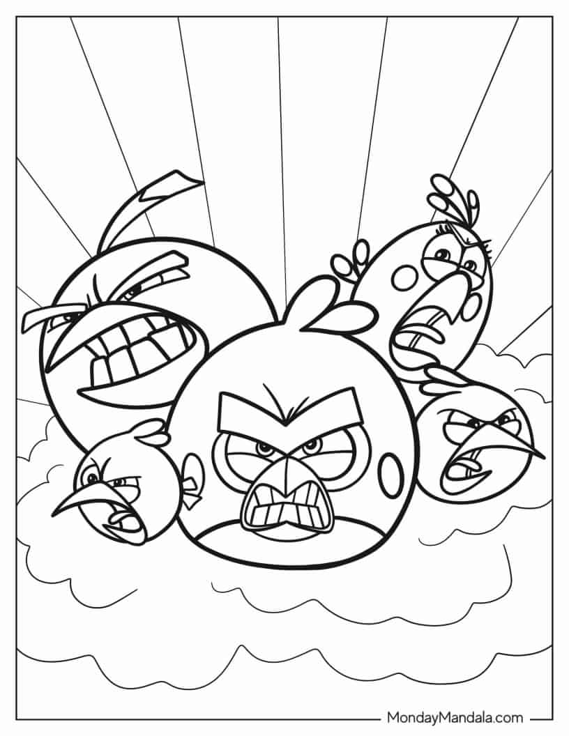 Angry Birds Gang Coloring Page coloring page — printable line art