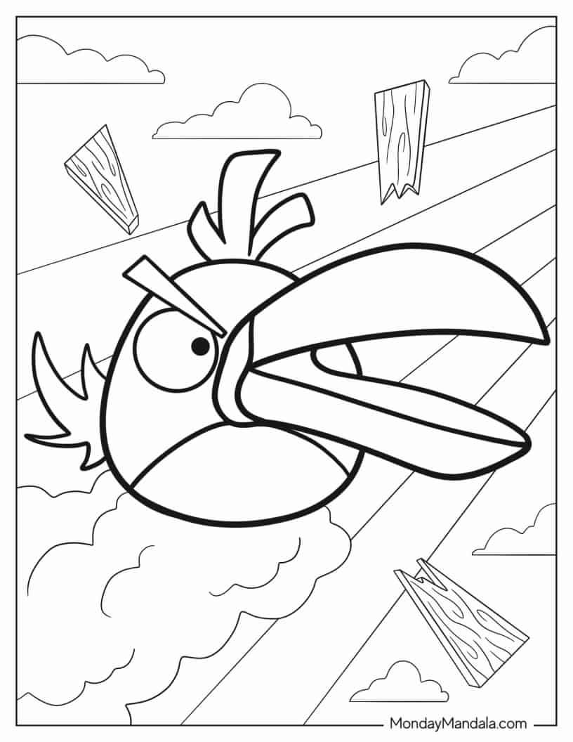 Cartoon Hal Attacking Pigs Coloring Sheet coloring page — printable line art