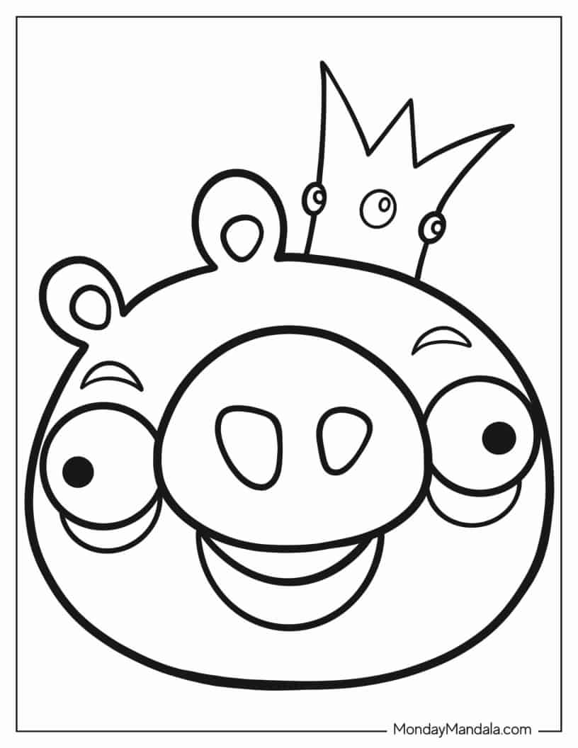 Simple Outline Of King Pig Coloring In For Preschoolers coloring page — printable line art