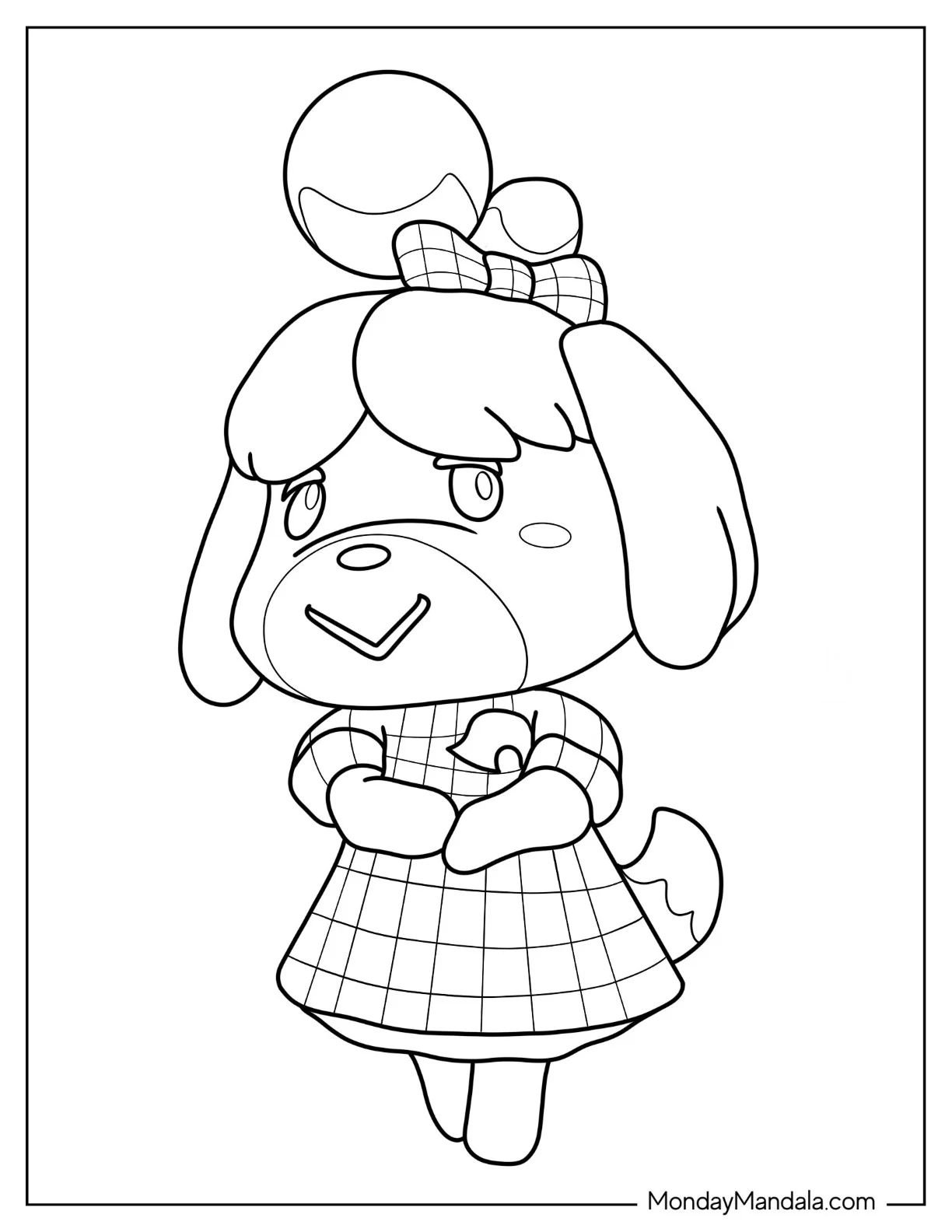 Animal Crossing Coloring Page Of Easy Isabelle For Kids coloring page