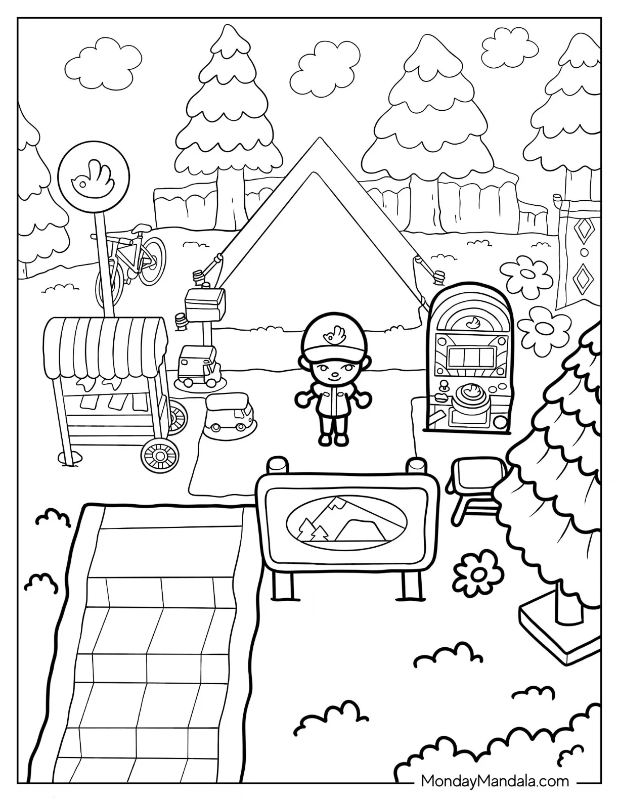Animal Crossing Coloring Page Of Villager In Pocket Camp coloring page — printable line art
