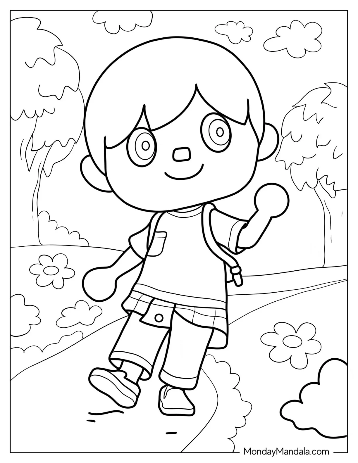 Boy Villager In Animal Crossing Coloring Page coloring page — printable line art