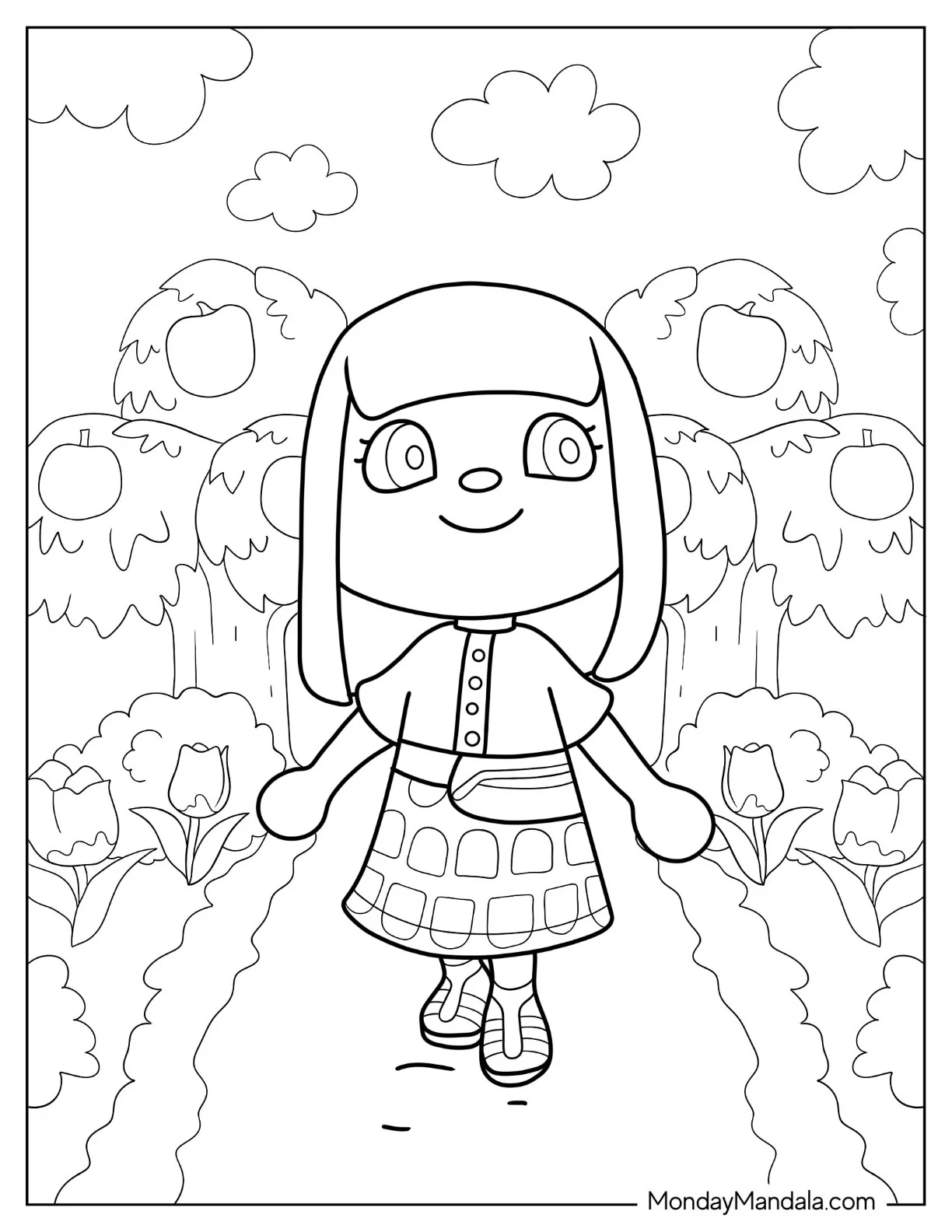 Girl In Animal Crossing Coloring Page New Horizons coloring page