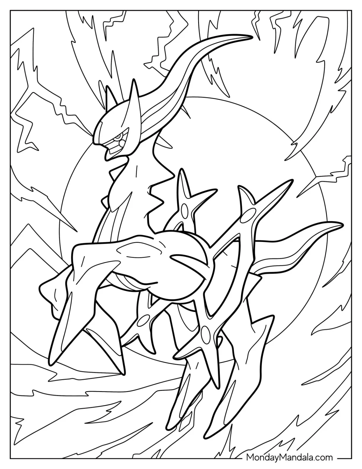 Arceus Coloring Page Surrounded By Electricity coloring page