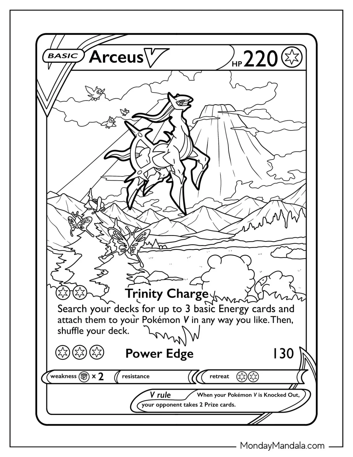 Arceus Coloring Page Trinity Charge Pokemon Card coloring page