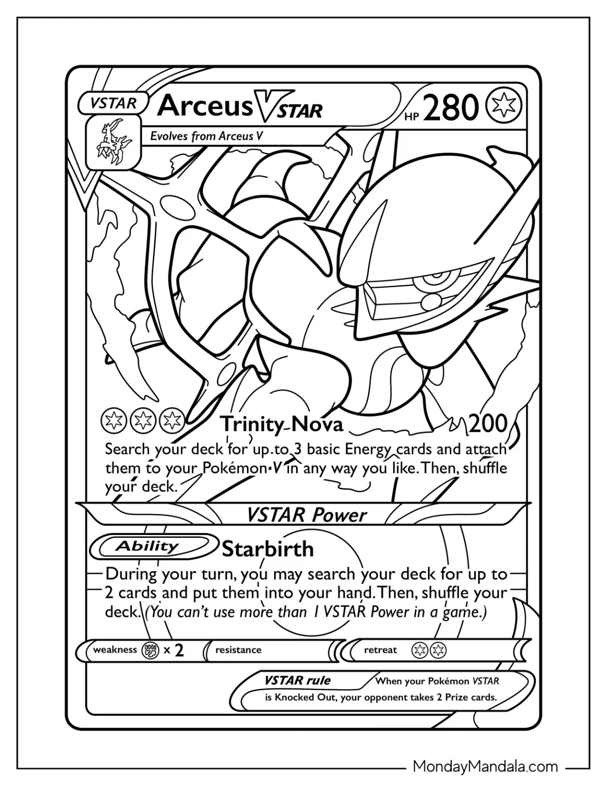 Arceus Coloring Page Vstar Pokemon Card Trinity Nova coloring page — printable line art