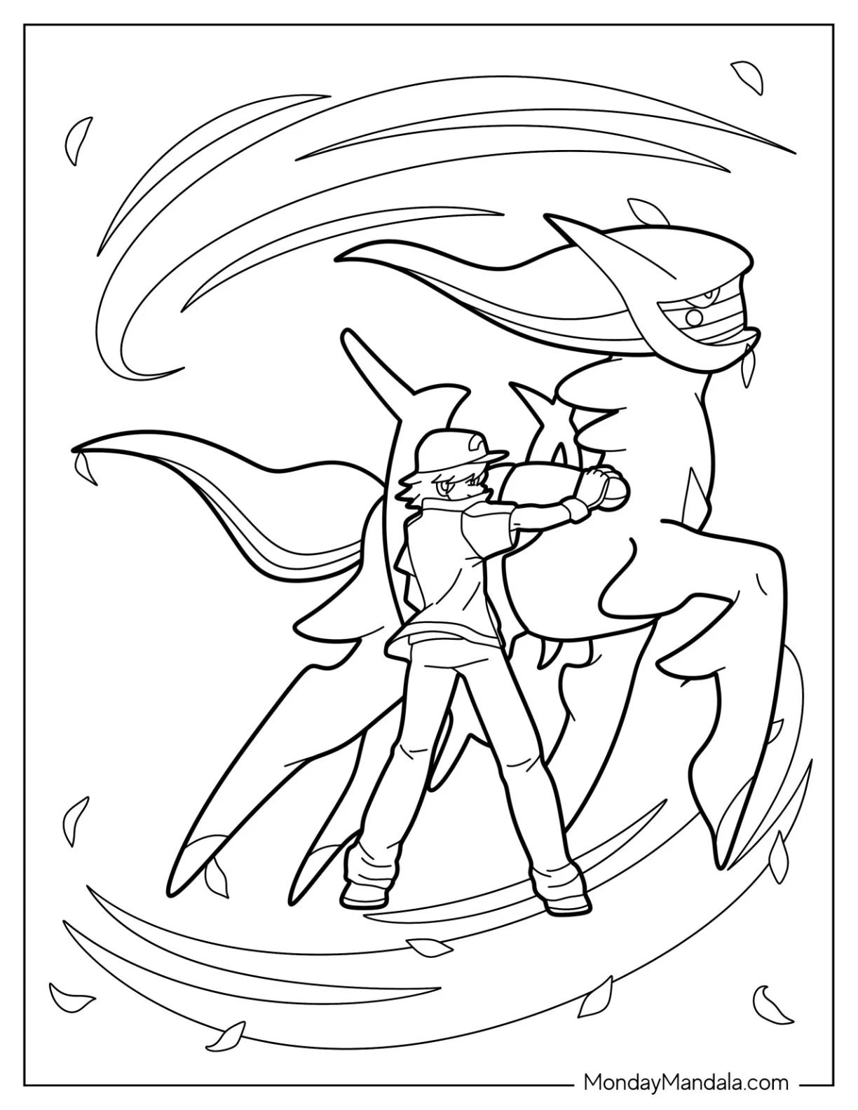 Ash Ketchum Catching Arceus Coloring Page In Pokeball coloring page — printable line art