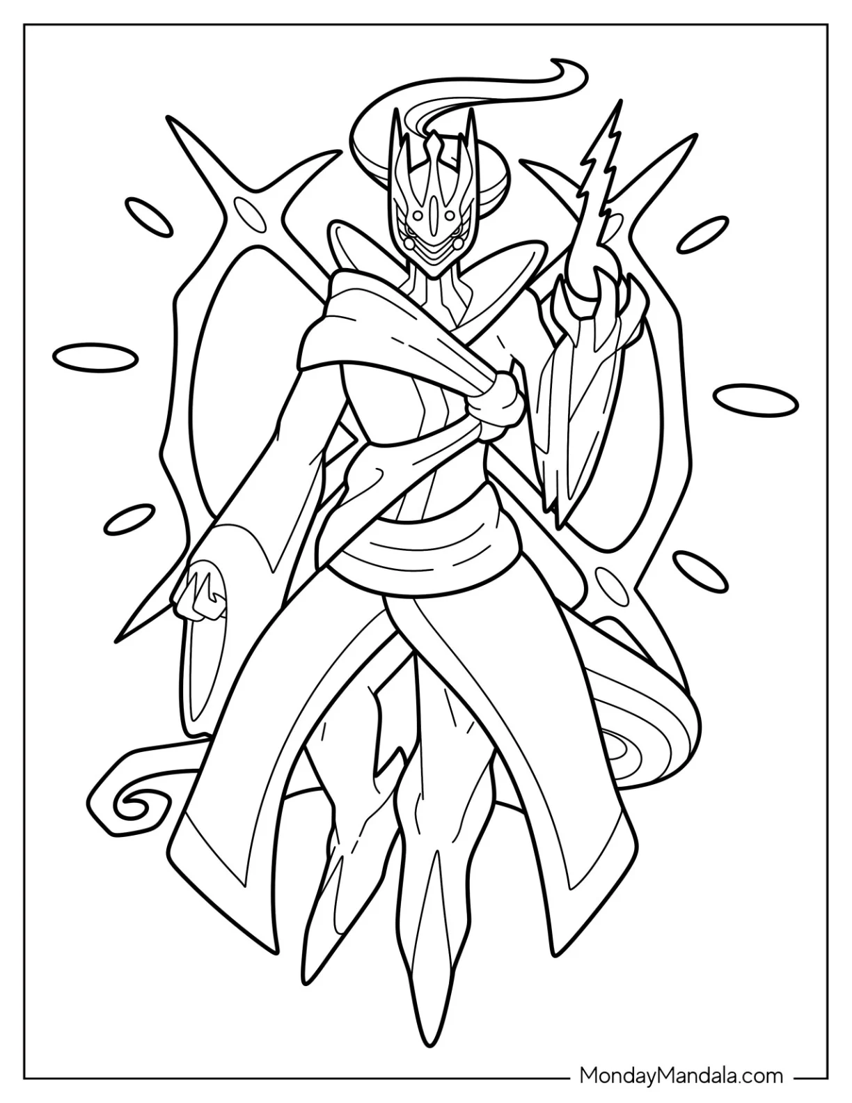 Detailed Mega Arceus Coloring Page Outline coloring page — printable line art